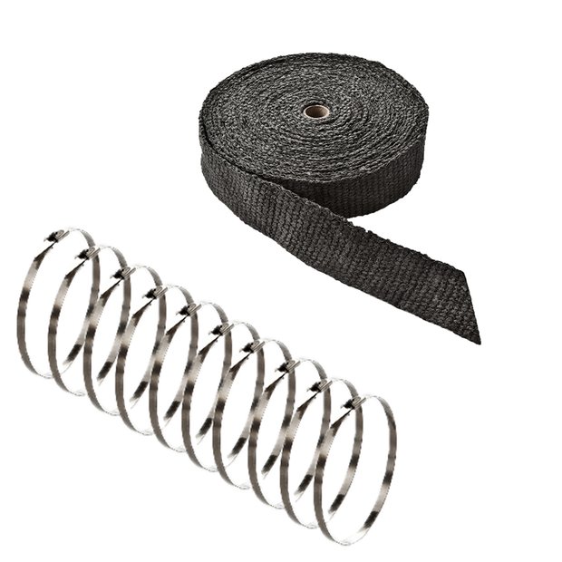 Arlows 10m Keramik Hitzeschutzband Schwarz ( Breite: 50mm ) + 10 V2A Kabelbinder ( Länge: 300mm )