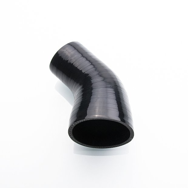 Arlows Ø 90mm auf 76mm Silikon Schlauch 45° Reduzierer ( Schwarz ) Reduzierbogen