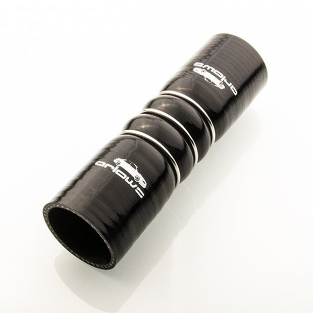 Arlows Ø 63,5mm Silikon Wulst Verbinder Drahtverstärkt ( 160mm Länge Schwarz ) Schlauch 2,5