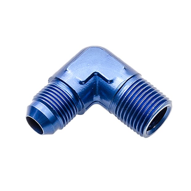 90 Degree Adapter 4 an to 1/4 npt Fitting Blue 