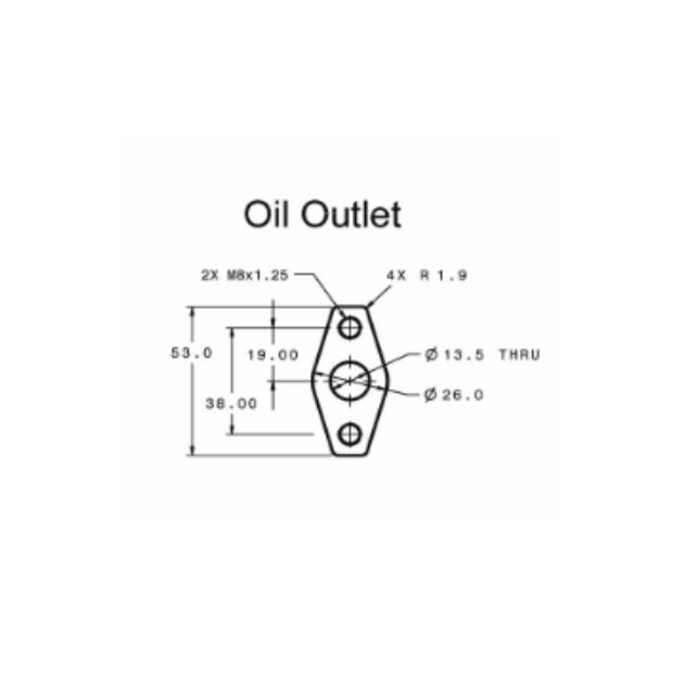 Arlows Oil return flange 1/2 NPT for GT28-GT40 (38 mm hole distance)