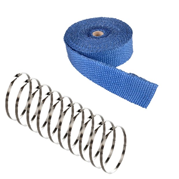 Arlows 10m Keramik Hitzeschutzband Blau ( Breite: 50mm ) + 10 V2A Kabelbinder ( Länge: 300mm )