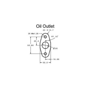 Arlows Oil return flange Dash 8 for GT42 until GT47 (50, 8 mm hole spacing)