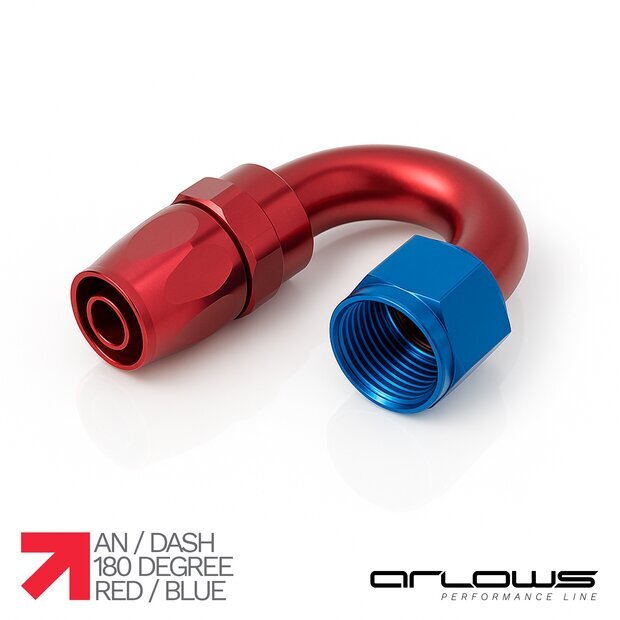 Arlows Alu Dash Fitting - 180� - Blau Dash 4 ( 7/16 - 20 UNF )