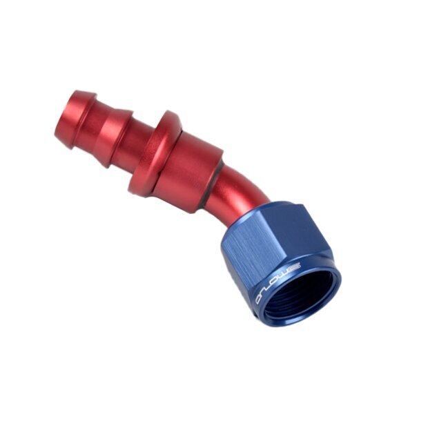 Arlows Push-On Alu Fitting - 45 -  Blau Dash 4  ( 7/16 - 20 UNF )