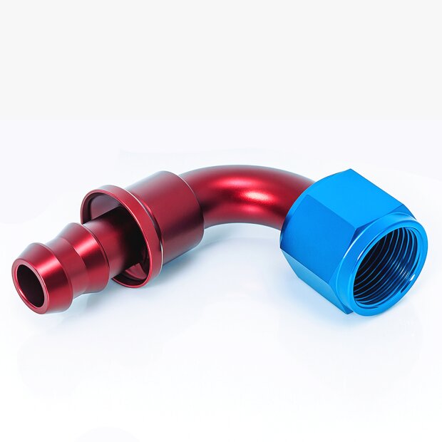 Arlows Push-On Alu Fitting - 90&deg; -  Blau Dash 6...