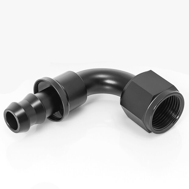 Arlows Push-On Alu Fitting - 90&deg; -  Schwarz Dash...