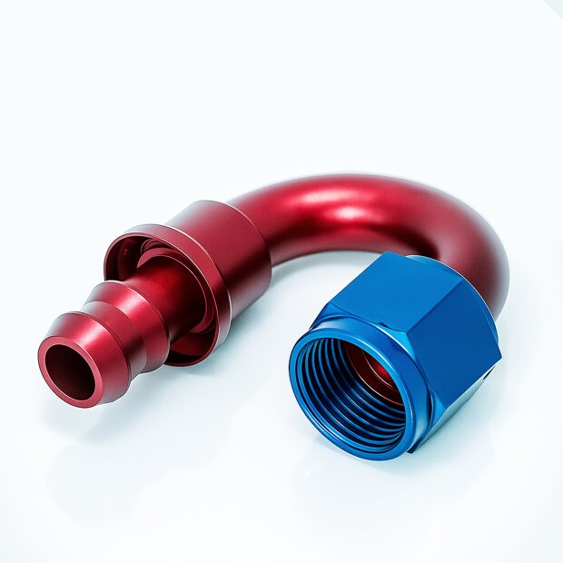 Arlows Push-On Alu Fitting - 180&deg; - Blau Dash 6...