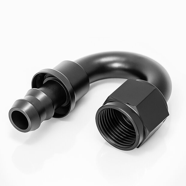 Arlows Push-On Alu Fitting - 180&deg; - Schwarz Dash...