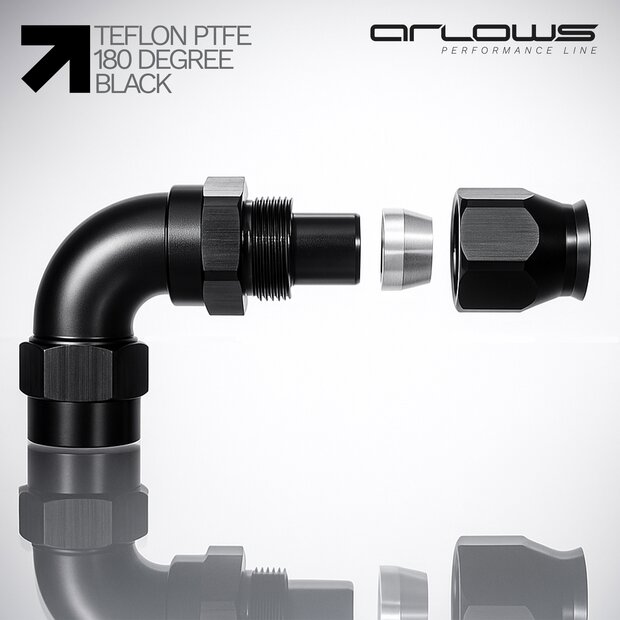 Arlows PTFE Alu Fitting Black Dash 16 Gerade