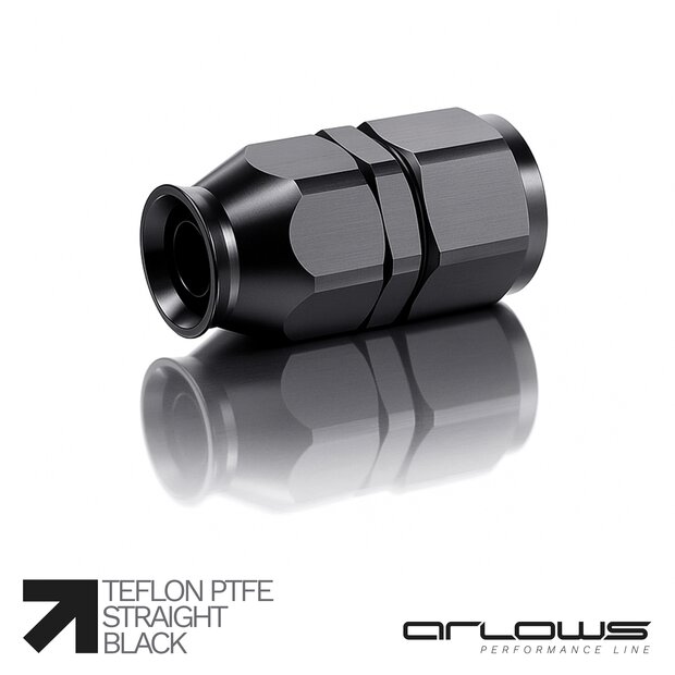 Arlows PTFE Alu Fitting Schwarz Dash 16 Gerade