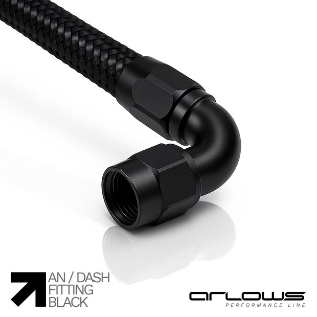 Arlows PTFE Alu Fitting Schwarz Dash 16 Gerade