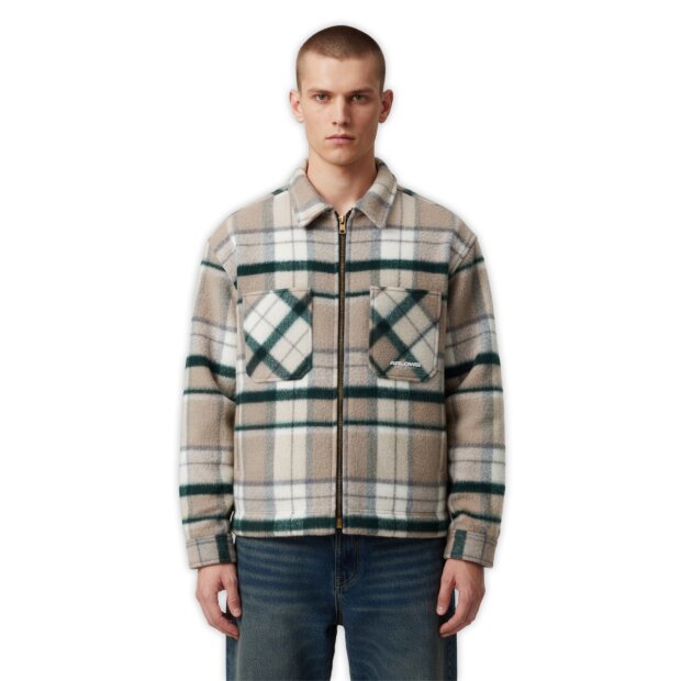 Arlows Classics Flannel Zipper Beige / Gray L