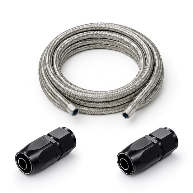 Arlows Steel Braided Hose Set Dash 16 black, 1 m, 2x...