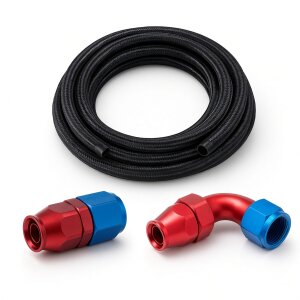 Arlows PTFE Nylon Braided Hose Set Dash 3 blue, 1 m, 90...