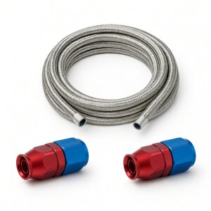 Arlows PTFE Stahlflex Set Dash 10 schwarz, 1 m, 2x gerade
