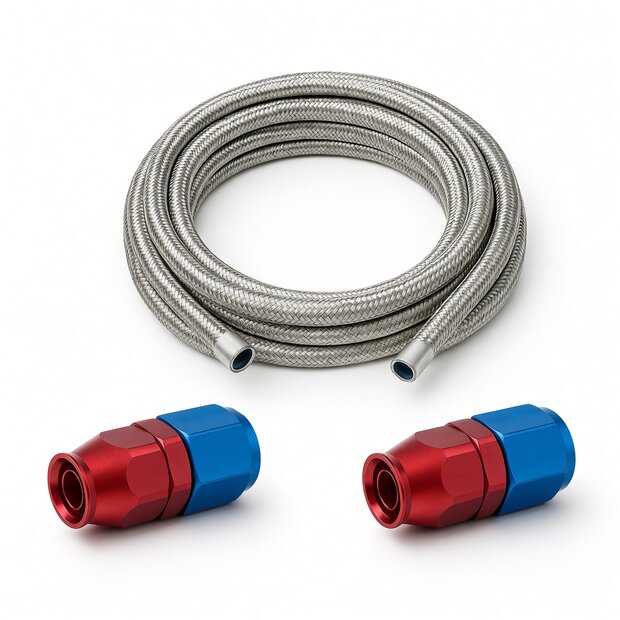 Arlows PTFE Braided Hose Set Dash 12 blue, 1 m, 2x straight