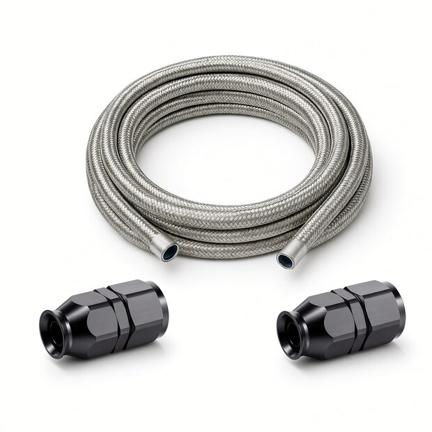 Arlows PTFE Braided Hose Set Dash 16 black, 1 m, 2x straight