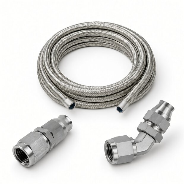 Arlows PTFE Stainless Set Dash 3, PTFE braided hose, 1 m,...